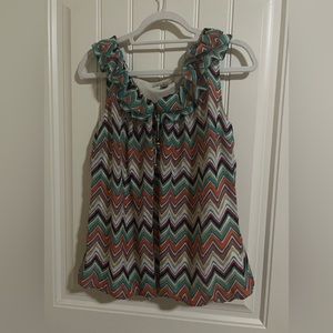 Multi-color Sleeveless Blouse with Elastic Bottom